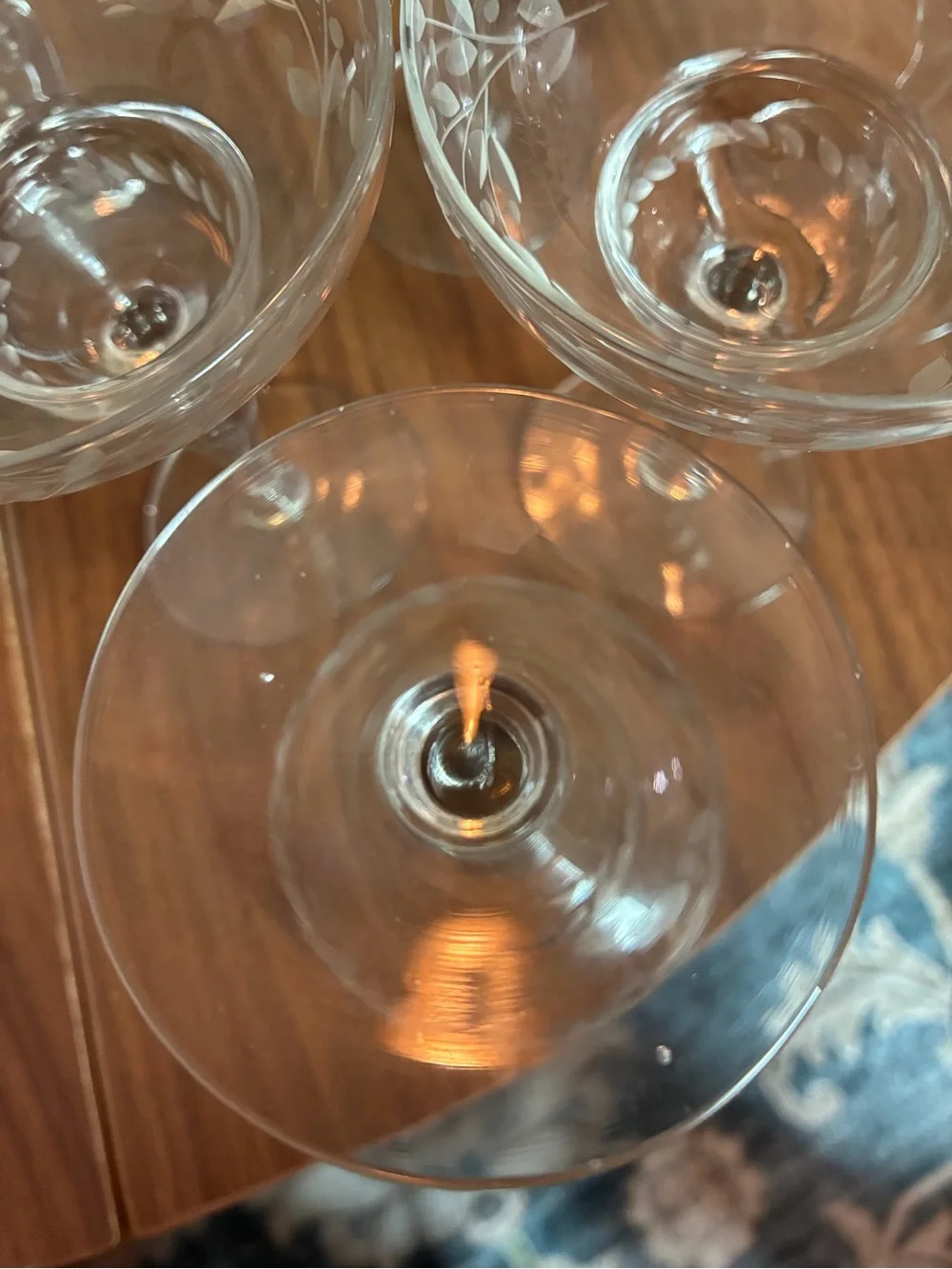 Etched Glass Coupe Dessert Cups - Set of 6